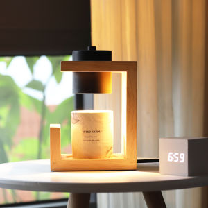 【With 2 Free Bulbs】INS Wooden Candle Warmer Lamp with Timer & Dimmer Switch Birthday Gift Table Lamp