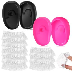 FRCOLOR 2 Pairs Silicone Ear Covers for Hair Dye and Shower Protection Transparent Universal Ear Caps with Elastic Opening Comfortable Protectors for Hair Salon and Home Use