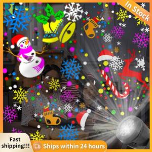 LED Christmas Pattern Projector Lamp Holiday Party Decor 360 Rotatable Stage Projection Lights Xmas Patterns Light for Outdoor Indoor Decoration