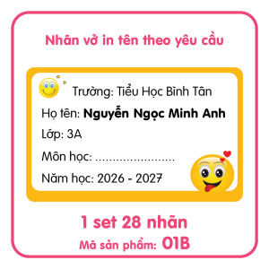Nhãn vở in tên theo yêu cầu nhiều mẫu - Set 28 nhãn