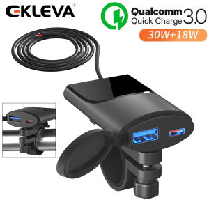 EKLEVA PD+QC3.0 Fast Charge Motorcycle Handlebar Mobile Phone Charger Waterproof Vehicle-Mounted USB 12V Power Supply Adapter Universal