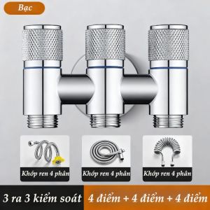 Van nước 3 chiều đa năng cao cấp – Chia nước tiện lợi cho máy giặt vòi xịt và sinh hoạt
