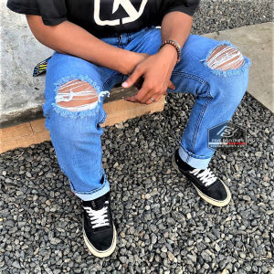 CELANA JEANS PANJANG SOBEK SELVEDGE // CELANA PANJANG SOBEK PREMIUM // CELANA PANJANG SOBEK PRIA // CELANA PANJANG RIPPED five brother