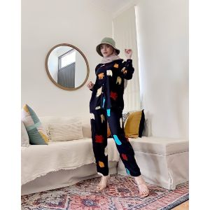 TOP1 BAJU ONE SET DAILY OOTD PAJAMAS PIYAMA PAKAIAN TIDUR CELANA SETELAN TIE DYE SATU KEMEJA BAHAN KATUN RAYON VISCOSE MODEL MOTIF TERBARU PREMIUM WANITA DEWASA LENGAN PANJANG KEKINIAN JUMBO VIRAL MURAH 2022 FASHION STYLE KOREA IMPORT LD 120