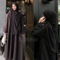 Abaya Gamis Dress Muslim Motif Salur Bahan LID Semiwoll Premium. 