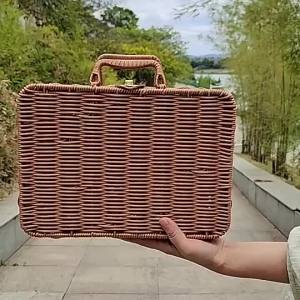 GEEBON Rattan Woven Handbag With Handle Gift Packaging Picnic Basket Sundries Organizer