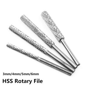 WLVYH 1Pcs 3/4/5/6mm Rotary File Dual Slot Finishing Metal Drill Bit HSS Grinding Head For Root Tone Wood Plastic Aluminum