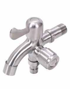 Stainless Steel 304 Double Outlet Two Way Washing Machine Faucet Tap