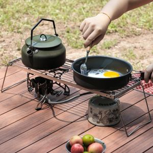 FUJIN Stainless Steel Foldable Camping Grill Rack Corrosion Resistan Foldable Grill Burn-er Stand Portable Folding BBQ Stove Stand Outdoor