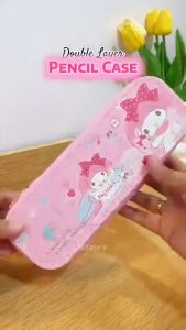 Sanrio Double Layer Pencil Case Large Capacity Cute Kuromi My Melody Pencil Bag for Girls School Stationery Organizer