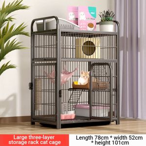 Cat Cage Large 2/3/4 Level Solid Steel Pipe With Door Ladder Tray Large Space Play Sleep Area Fits Litter Box Stable Structure