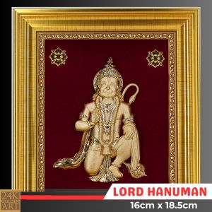 LORD HANUMAN - 24K Gold Foil 3D Small frame ( 16cm x 18.5 cm)