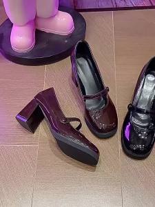 7Li French High Heel Mary Jane Shoes 2024 Spring and Summer New R Medium Chunky Heel JK Pumps Fairy Style Fashion High Heels