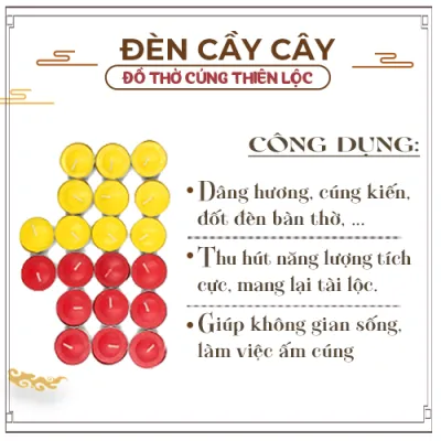 Đèn Cầy Tea Light Hộp 100 Viên Đế Thiếc Cháy Lâu Đồ Thờ Cúng Thiên Lộc - Hộp 100 Viên Thiếc