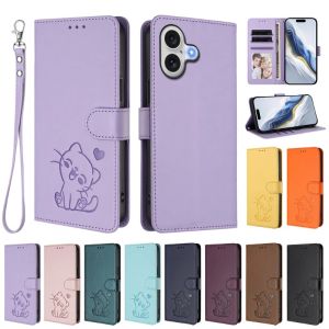 Luxury Casing For Samsung Galaxy A56 A36 5G A26 A17 A07 A06 A55 A35 A54 A34 A15 A14 M56 M36 5G Heart Cat Pattern Wallet Leather Card Slot Flip Skin Stand Protect Cover Case