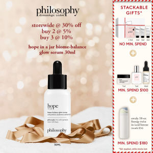 philosophy hope in a jar biome-balance glow serum 30ml | with hyaluronic acid & prebiotic for hydrated glowy skin & long-lasting skin barrier protection | lightweight texture [all skin types]