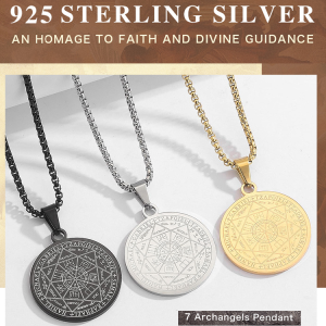 [Guardian] Seven Archangels Magic Circle Round Pendant Vintage Design Necklace Pendant for Men and Women
