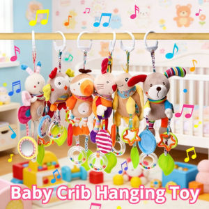 Aoduoyaya Baby Crib Stroller Hanging Toy Soft Plush Animal with Bell Clip-On Pendant Soothing Teether Toy