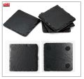 หินรองอเนกประสงค์ แผ่นหินวางอาหาร แผ่นหินรองแก้ว สีดำ (1 แพคมี 4 ชิ้น)  Natural Slate Plate / Square Slate Coaters. 