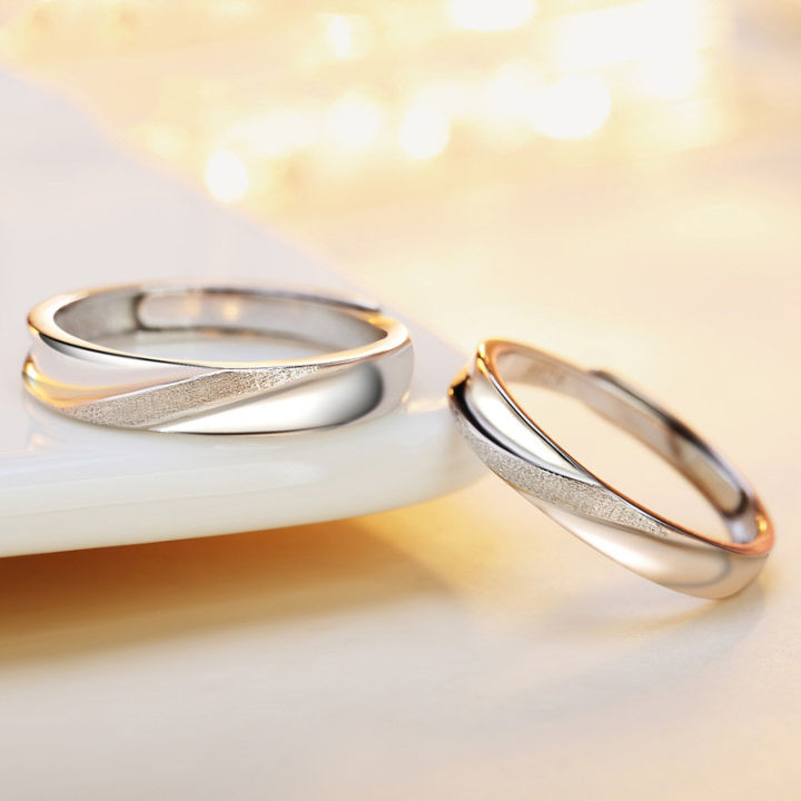 Pair 925 Sterling Silver Couple Rings His and Her Matching Promise Rings  Size Adjustable Ring Set Lazada PH