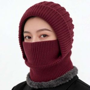 SUTONGXUE Warmer Hooded Neck Cap Windproof Elastic Winter Pullover Cap Fashion Solid Color Fleece Balaclava Hat Autumn