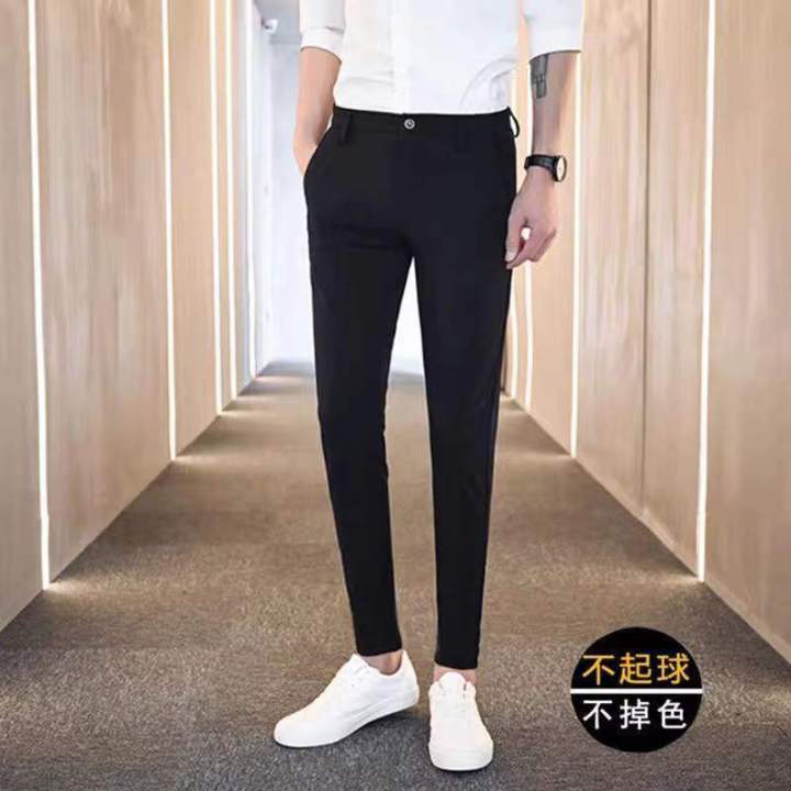 White/Gray Spring Pantalones Hombre Fashion Ankle Length Slim Fit