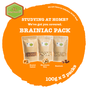 Brainiac Pack 100g x 3 packs(Macadamia Nuts/Roasted Cashew/Hazelnuts)