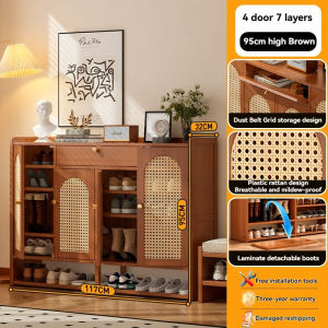 Rattan Shoe Cabinet Bamboo Breathable shoe cabinet Shoe Cabinet with Door Dustproof