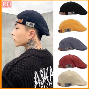 🔥🔥🔥ranghe หมวกบีนนี่แฟชั่นผ้าลินินแนววินเทจสำหรับผู้ชายมาใหม่2025หมวกเบเร่ต์สีเข้มแนวฮิปฮอปหมวกสตรีหมวกบีนนี่สไตล์ฝูงชนหมวกเบเร่ต์กันแดด