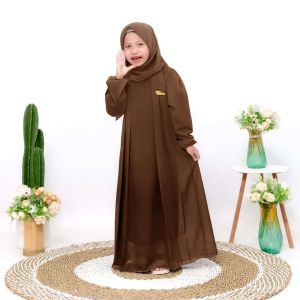 Gamis Set Hijab Anak Perempuan Nakey Terlaris - Baju Syari Anak Usia 3-11 Tahun