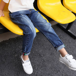 4-11Years Kids Boys Clothes Slim Straight Jeans Children Denim Clothing Long Pants Baby Boy Casual Trousers Elastic Waist Pants Kids Jeans Fashion Children Boys Clothing Casual Pants Straight Pants Elastic Waist Denim Cotton Light Washed Bottoms Trousers