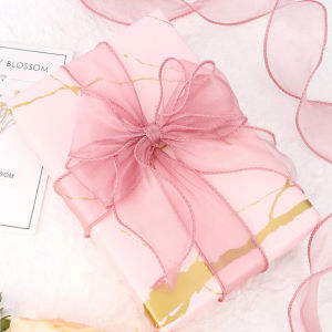 4*900cm)1 roll Chiffon Ribbon Flower wrapping Baking Ribbons DIY Gifts Wedding Decor Packaging Materials Thin and light Fishtail yarn Childrens hair decoration ribbon