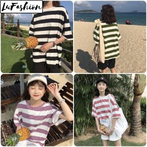LuFashion Tops for Women Summer Stripe Loose Short Sleeve Casual T-Shirts