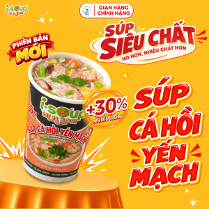 Súp Cá Hồi Yến Mạch Ăn Liền ISOUP HUUPS - Súp Ăn Liền Sấy Thăng Hoa