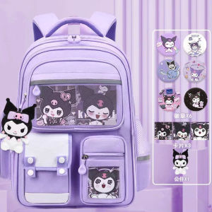 Sanrio Kuromi Children School Bags Kids Bag Backpack Student Schoolbag Cute Rabbit Cute Princess Kuromi Style Burden-Reducing Schoolbag Elementary School Students large capacity