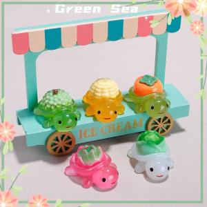 Green sea 10pcs Landscaping Resin Crafts Glowing Turtle Garden Fish Tank Miniatures Ornaments Mini Luminous Fruit Turtle Home Decoration