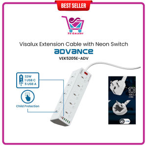 YSgalery Stop Kontak 10 Lubang Colokan Kaki 2pin dan 3pin Type C + USB A Fast Charging Visalux Advance
