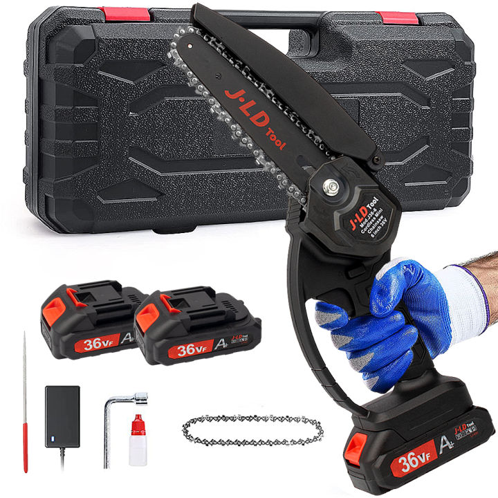 JLD Cordless Chainsaw 6-inch Mini Chainsaw Portable Handheld 36vf Chain ...