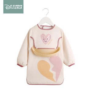 VREN Baby Bandana Bibs Cute Colorful Cartoon Bibs Waterproof Infant Eating Children Drawing Long Sleeve Apron Baby Self Feeding Bib