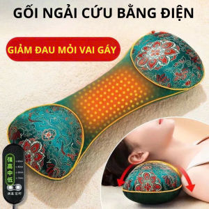Gối Ngải Cứu Điện Làm Nóng Massage Vai Gáy Cổ Hương Thơm Tự Nhiên Từ Thảo Dược Giảm Đau Mỏi