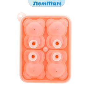 ItemMart 4 Grid 3D Little Bear Shape Ice Cube Silicone Mold Household DIY Juice Milk Ice Machine