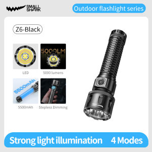 SMILING SHARK Z6 LED Flashlight Rechargeable Torch Light 12000LM 4Mode Stepless Dimming Type-c Outdoor Emergency Flash Light Waterproof Household Night Hiking