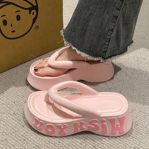 [Free Shipping] High-Heeled Flip-Flops For Women New Style Thick-Soled EVA Sandals Beach Sandals For Women Fashionable One-Strap Sandals