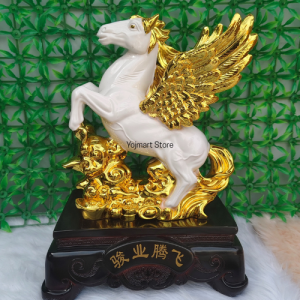 White Horse with wings attract victory and success money magnet money catcher figurine