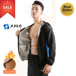 X.NUO Áo Khoác Xông Hơi Giảm Mỡ Định Hình Màu Xanh Dương Cho Nam Chạy Thể Thao Áo Khoác Dài Tay Thấm Hút Sốt Áo Thấm Mồ Hôi Tập Gym