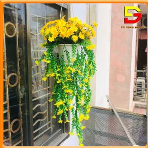 Giỏ Hoa Treo Tường Trang Trí Nhà Cửa Chậu Hoa Giả Decor Ban Công Cắm Sẵn Y Hình Đẹp DG-596