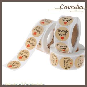 [Carmelun] สติกเกอร์ขอบคุณ500ชิ้นป้ายสติกเกอร์กระดาษทรงกลมสำหรับตกแต่ง