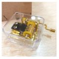 Exquisite Clear Acrylic Square Gold Hand Cranked Note Music Play Box. 