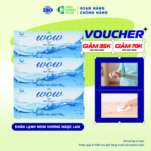 Combo 40 Khăn lạnh Wow hương hoa ngọc lan làm sạch khử mùi vải không dệt cao cấp
