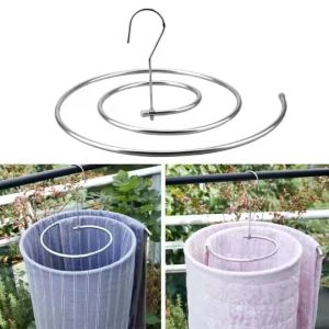 STAINLESS STEEL ROUND HEXAGON SPIRAL QUILT SHEETS HANGER ROTATING DRYING RACK BLANKET HANGER SELIMUT